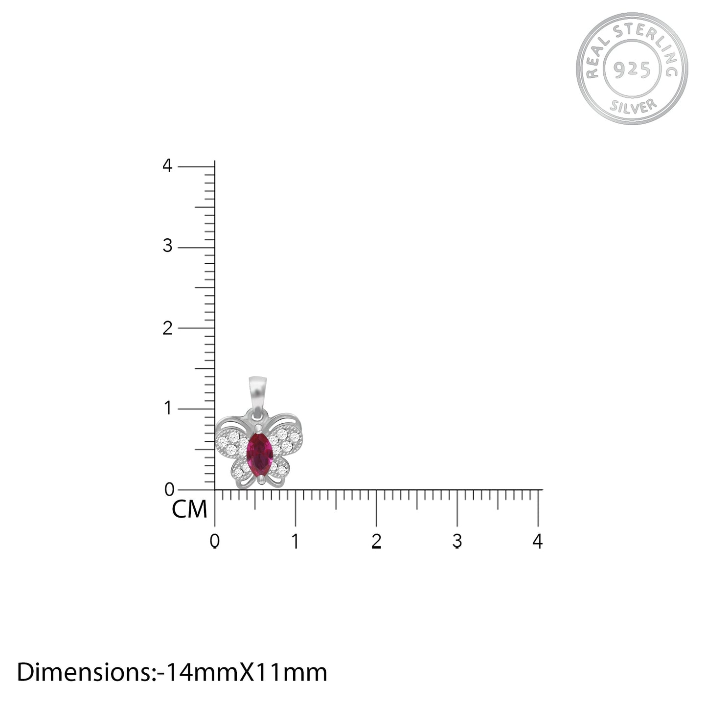 Silver Pop Pink Studded Butterfly Pendant With Link Chain