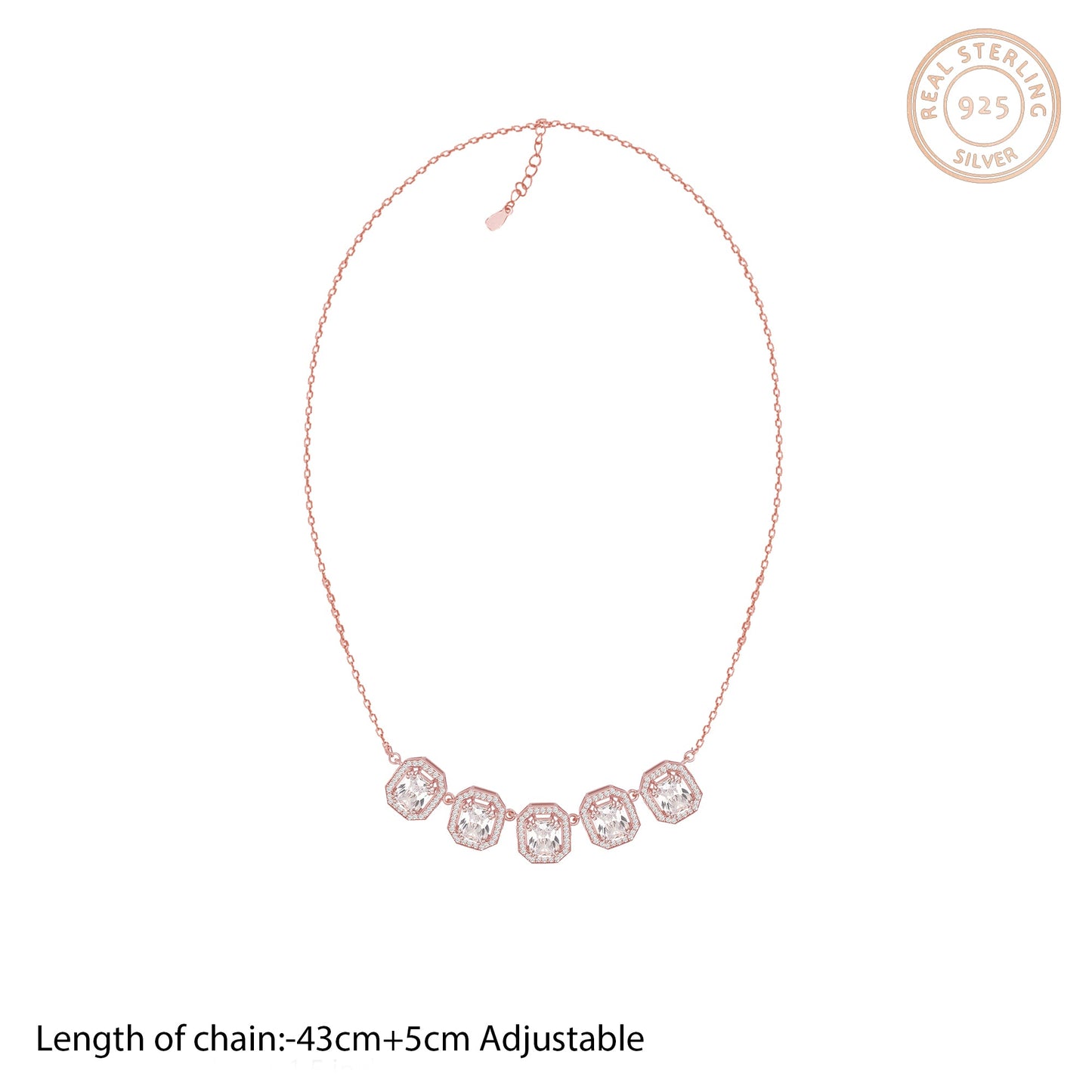 Rose Gold Baguette Bunch Necklace