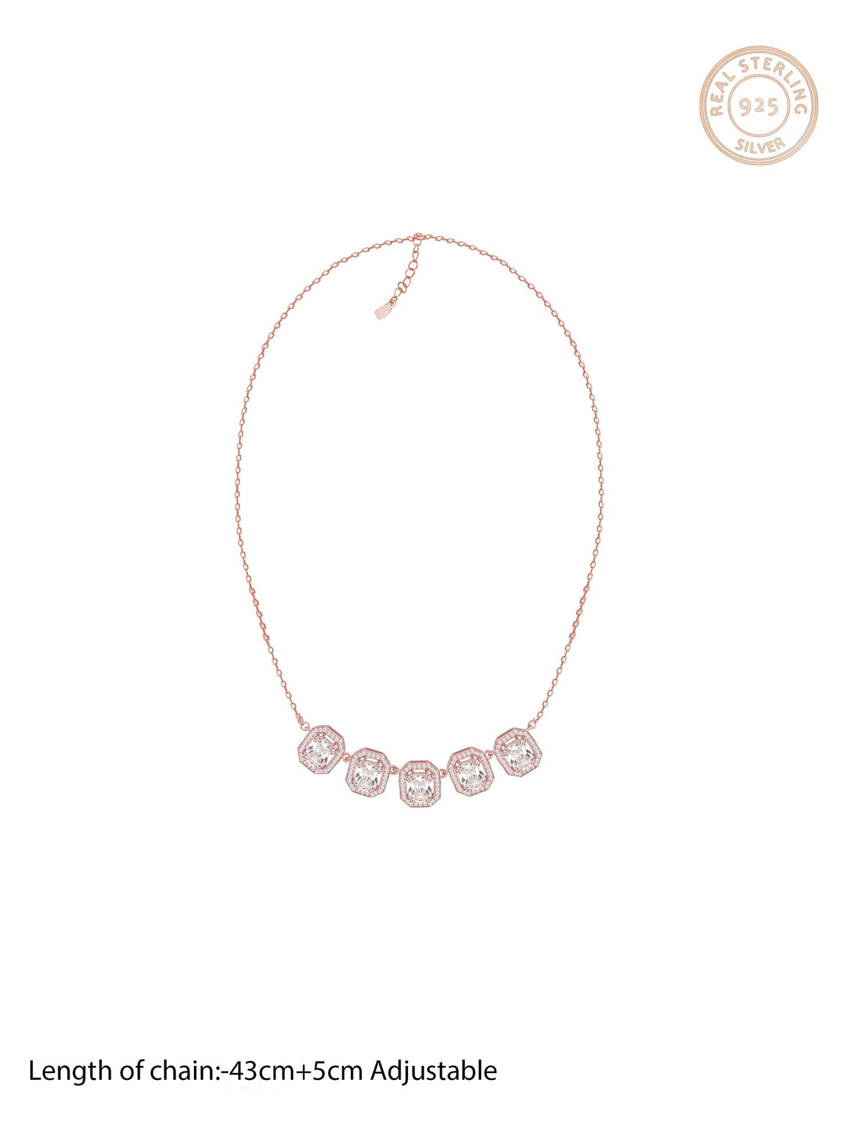 Rose Gold Baguette Bunch Necklace