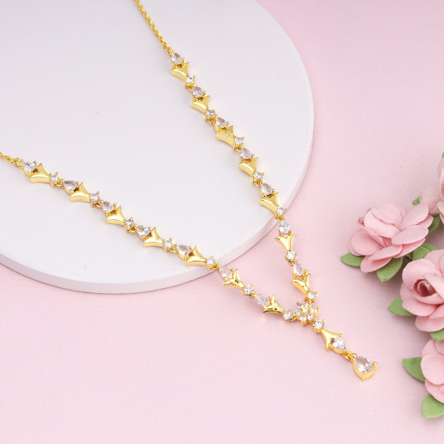 Golden Glinting Joy Zircon Pendant