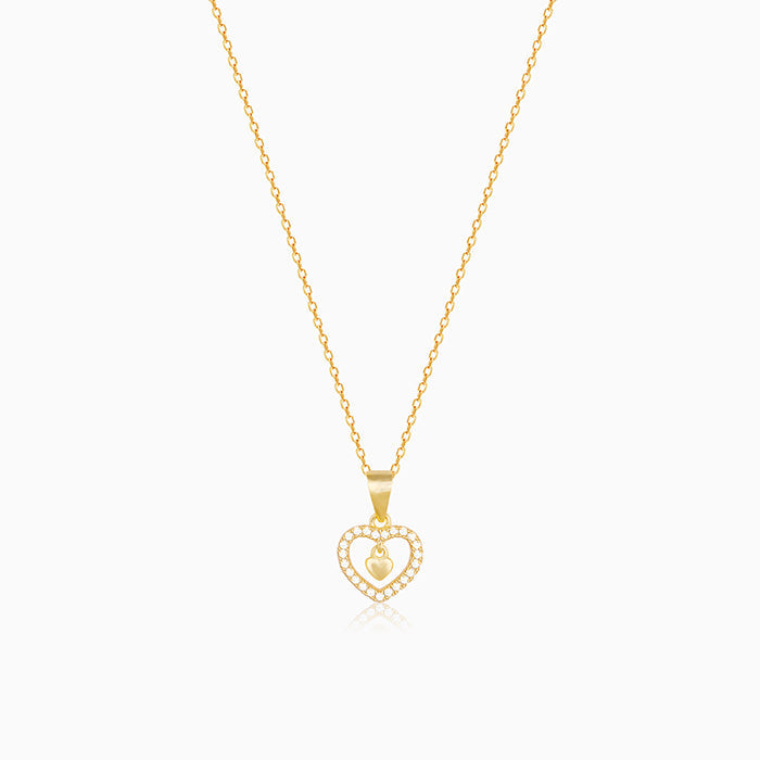 Golden Love Droplet Pendant With Link Chain