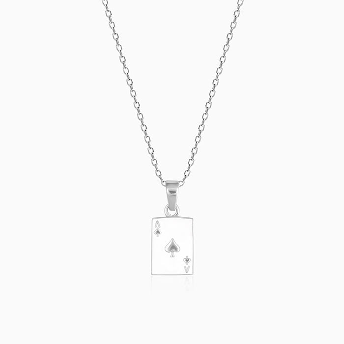 Silver Acing Hearts Pendant With Link Chain