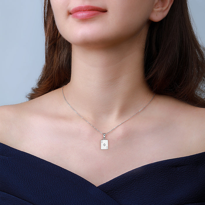 Silver Acing Hearts Pendant With Link Chain