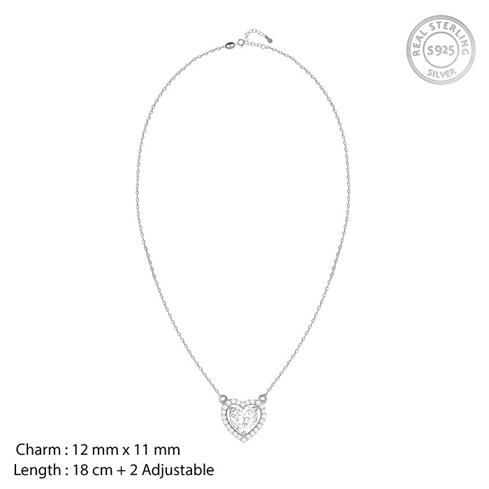 Silver Fall in Love Necklace