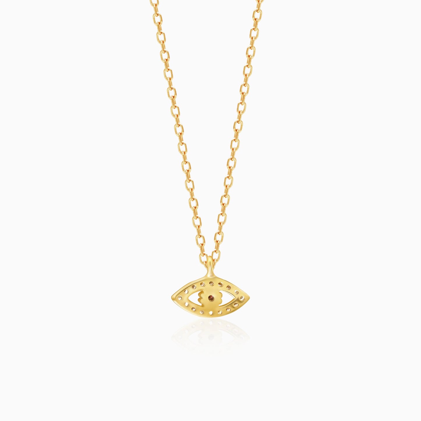 Golden Evil Eye Zircon Pendant With Link Chain