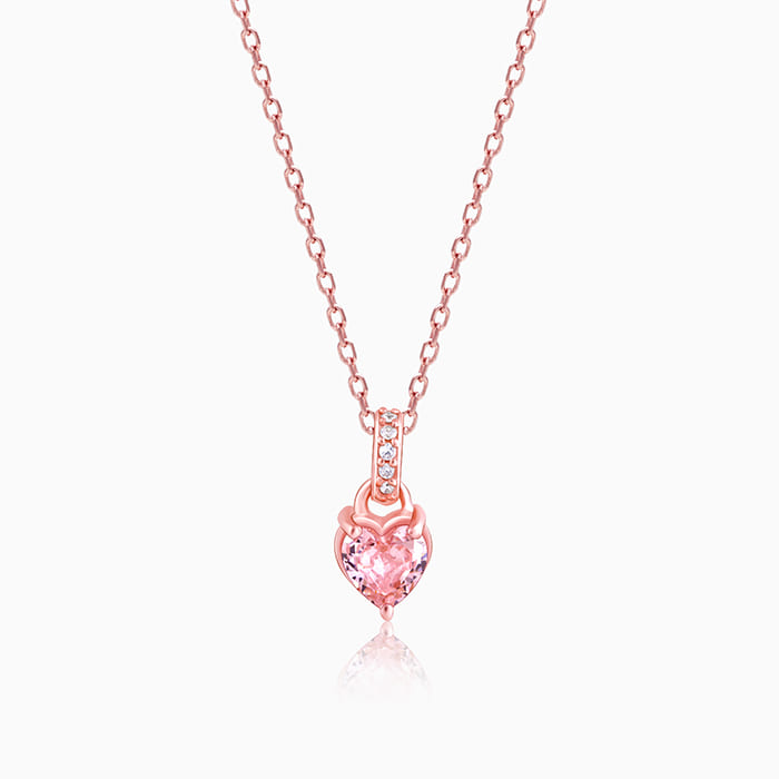 Rose Gold Blush Pink Heart Pendant with Link Chain