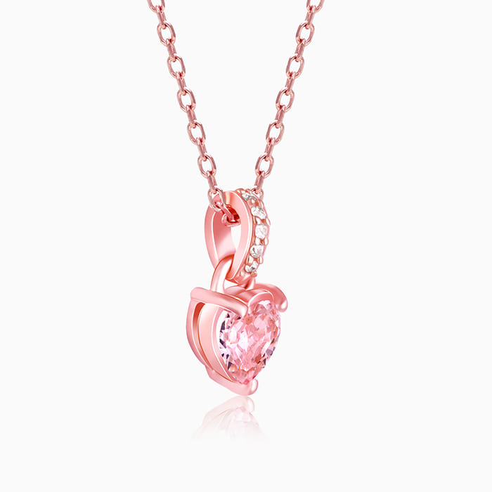 Rose Gold Blush Pink Heart Pendant with Link Chain