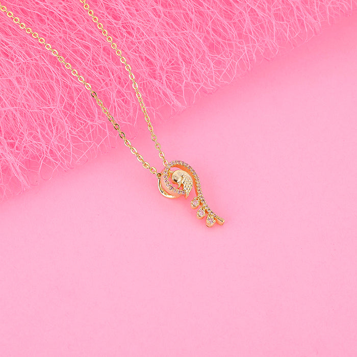 Golden Delicate Peacock Pendant with Link Chain