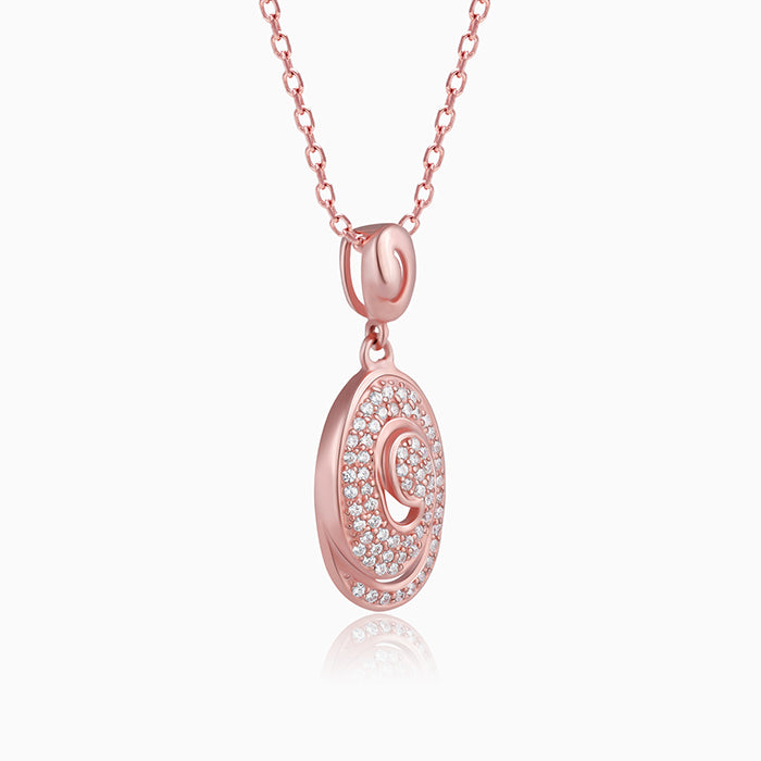 Rose Gold Spiral Pendant with Link Chain