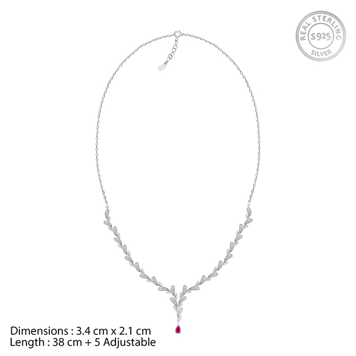 Silver Ruby Detail Necklace