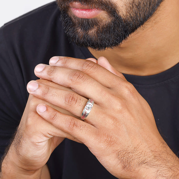 Silver And Rose Gold Sleek Versatility Ring For Him