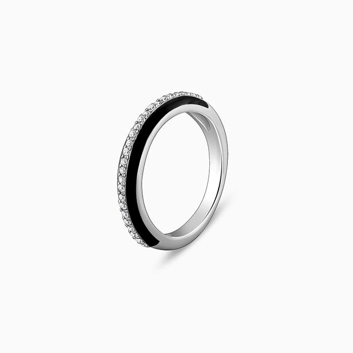 Silver Black in Sync Rings