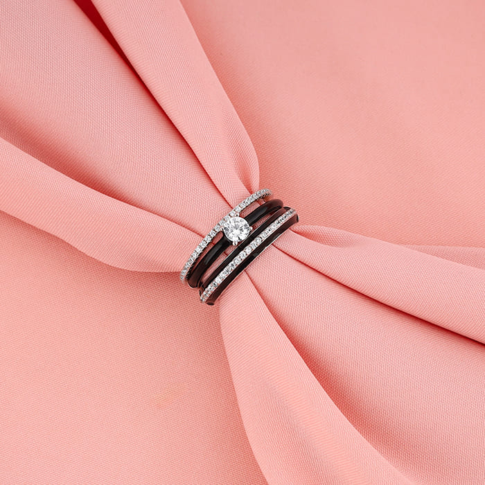Silver Black in Sync Rings
