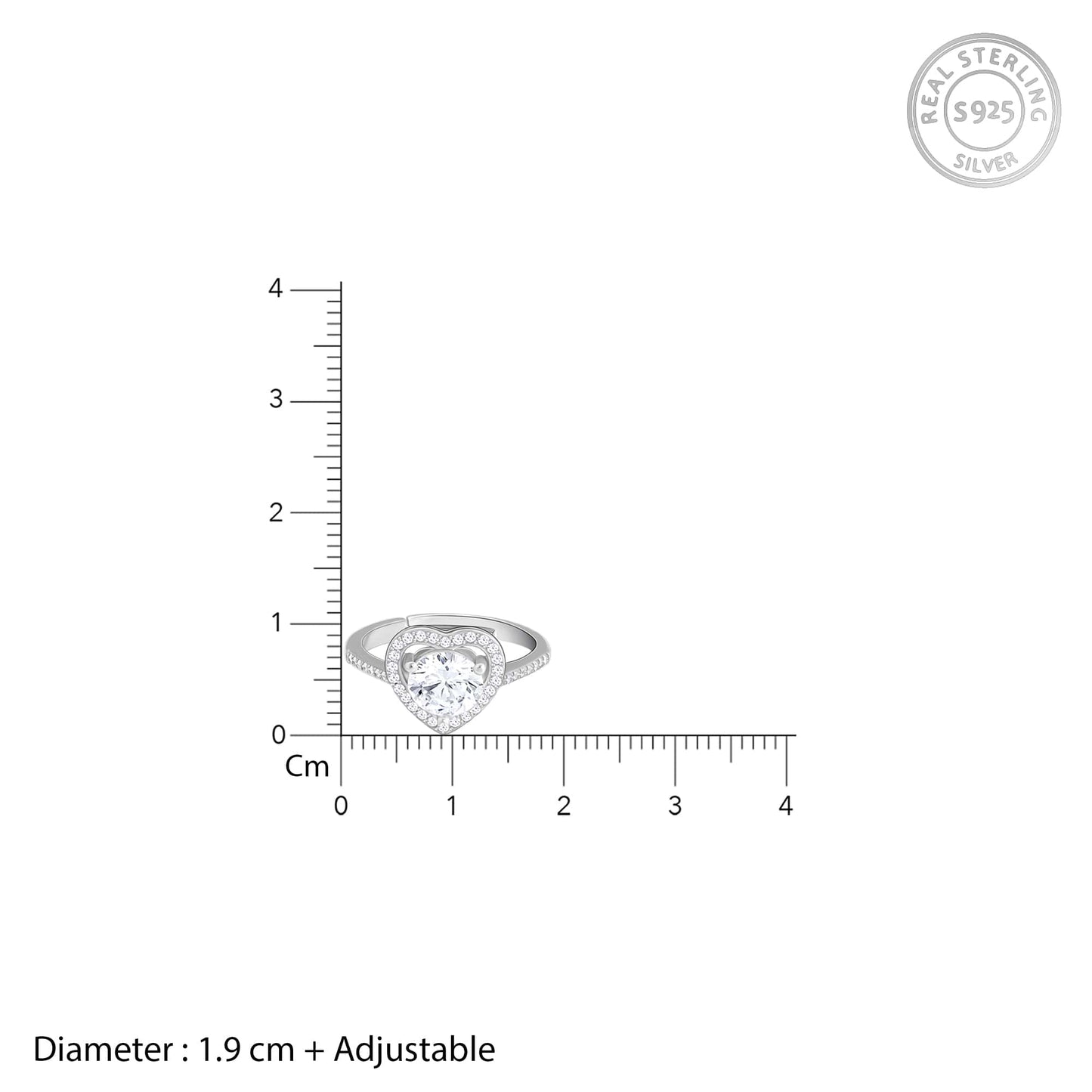 Silver Zircon Heart's Desire Ring