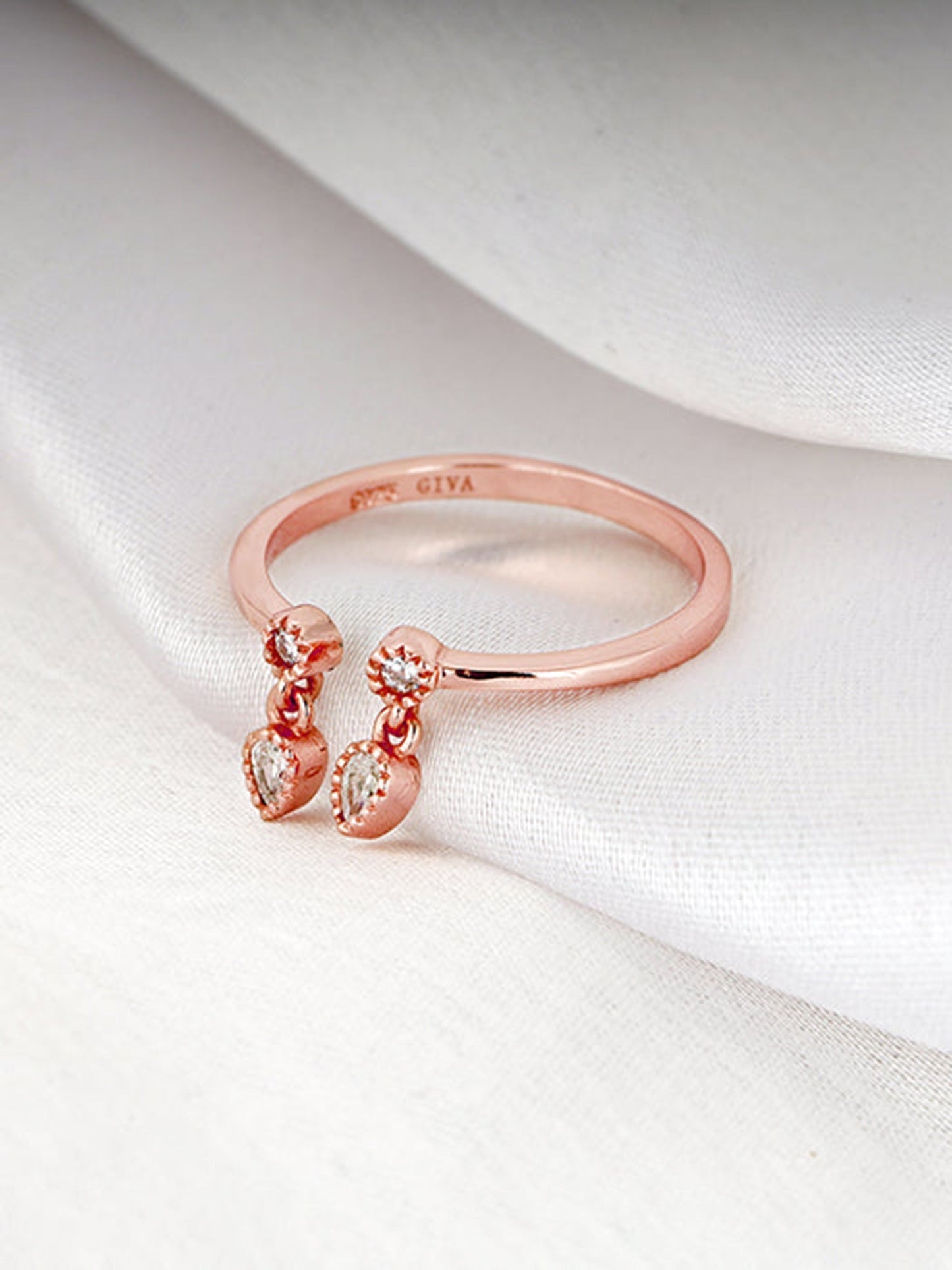 Rose Gold Zircon Quartet Ring