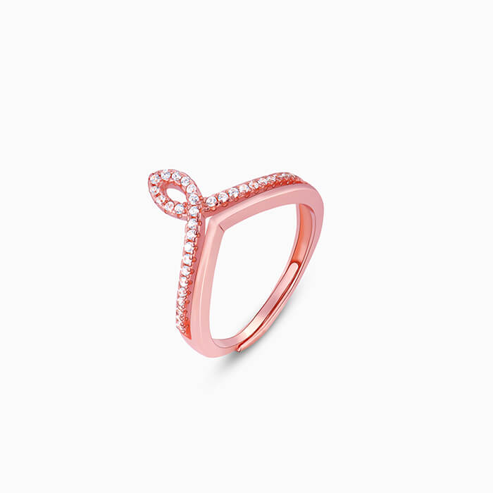 Rose Gold Zircon Flame Ring
