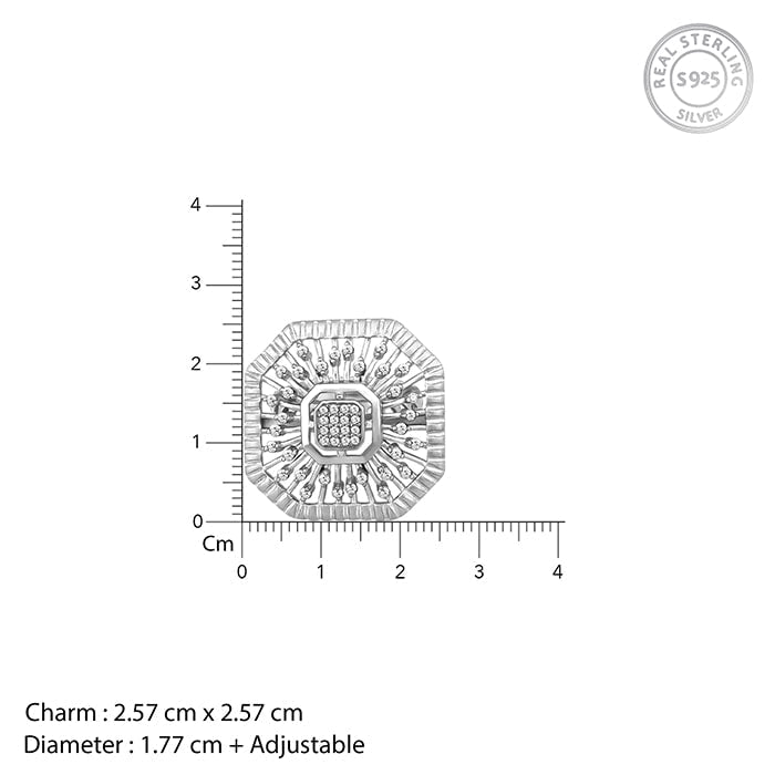 Silver Sparkles Octagon Ring