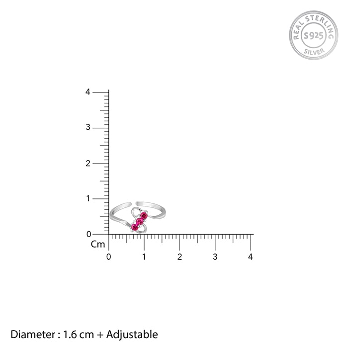 Silver Blushing Gem Slim Toe Rings