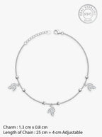 Silver Dangling Triple Leaf Charm Anklet