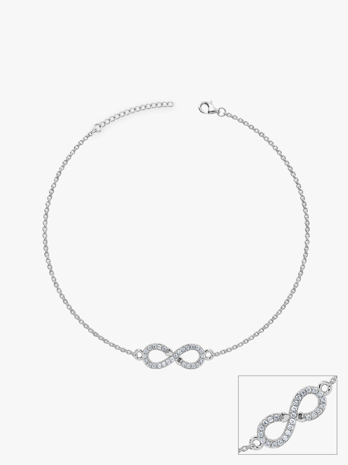 Silver Infinity Zircon Anklet