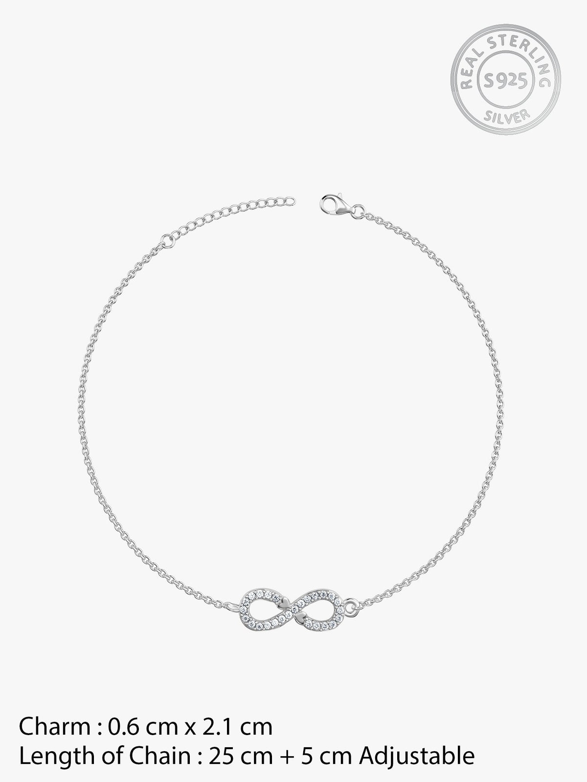 Silver Infinity Zircon Anklet