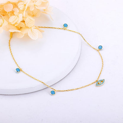 Golden Charming Evil Eye Anklet