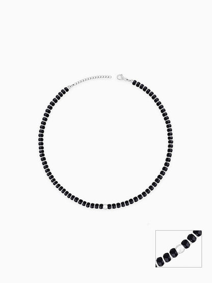 Silver Soul Spirit Black Bead Anklet