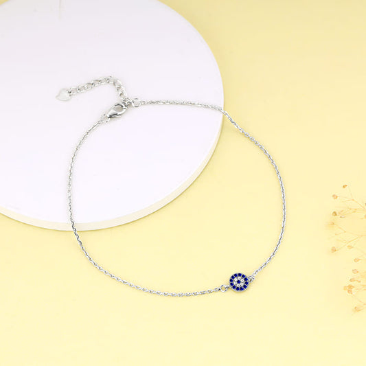 Silver Blue Evil Eye Anklet
