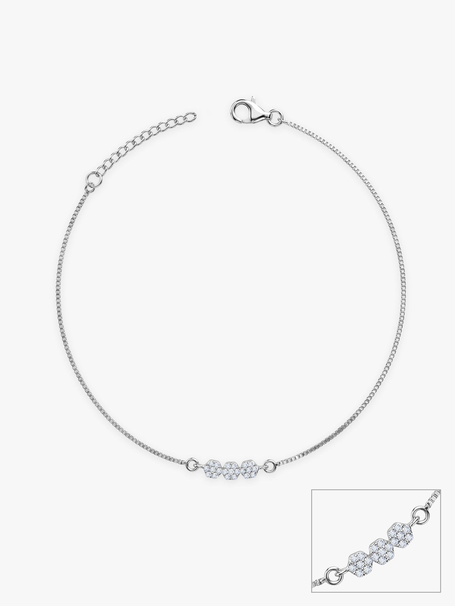 Silver Triple Flora Anklet