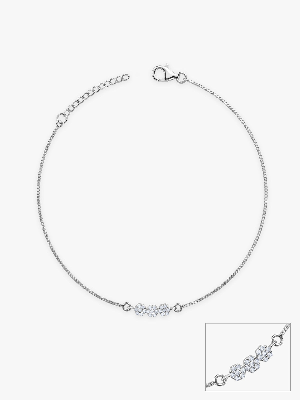Silver Triple Flora Anklet