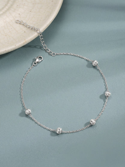 Silver Bohemian Beaded Anklet