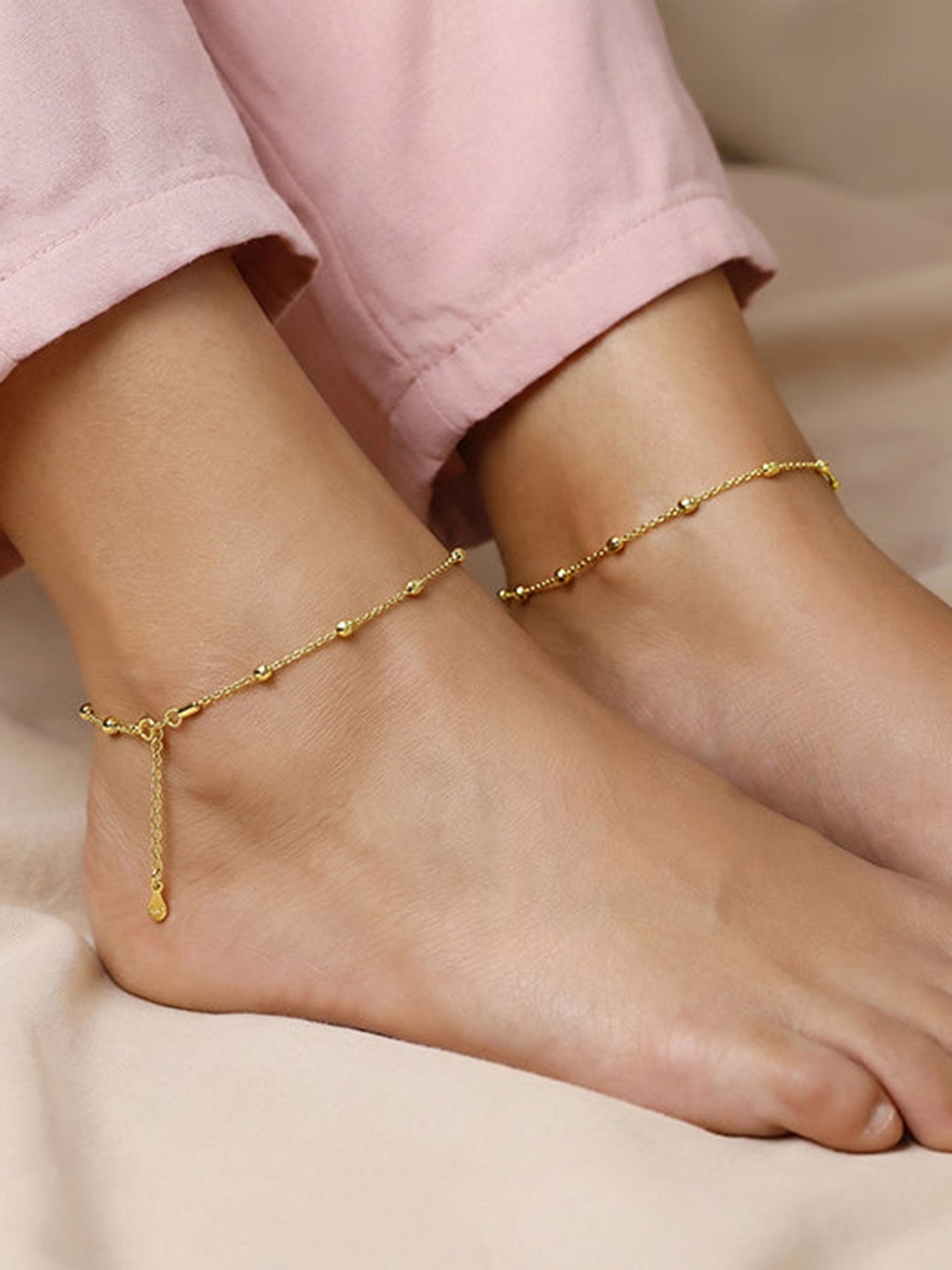 Golden Pear Beads Anklet
