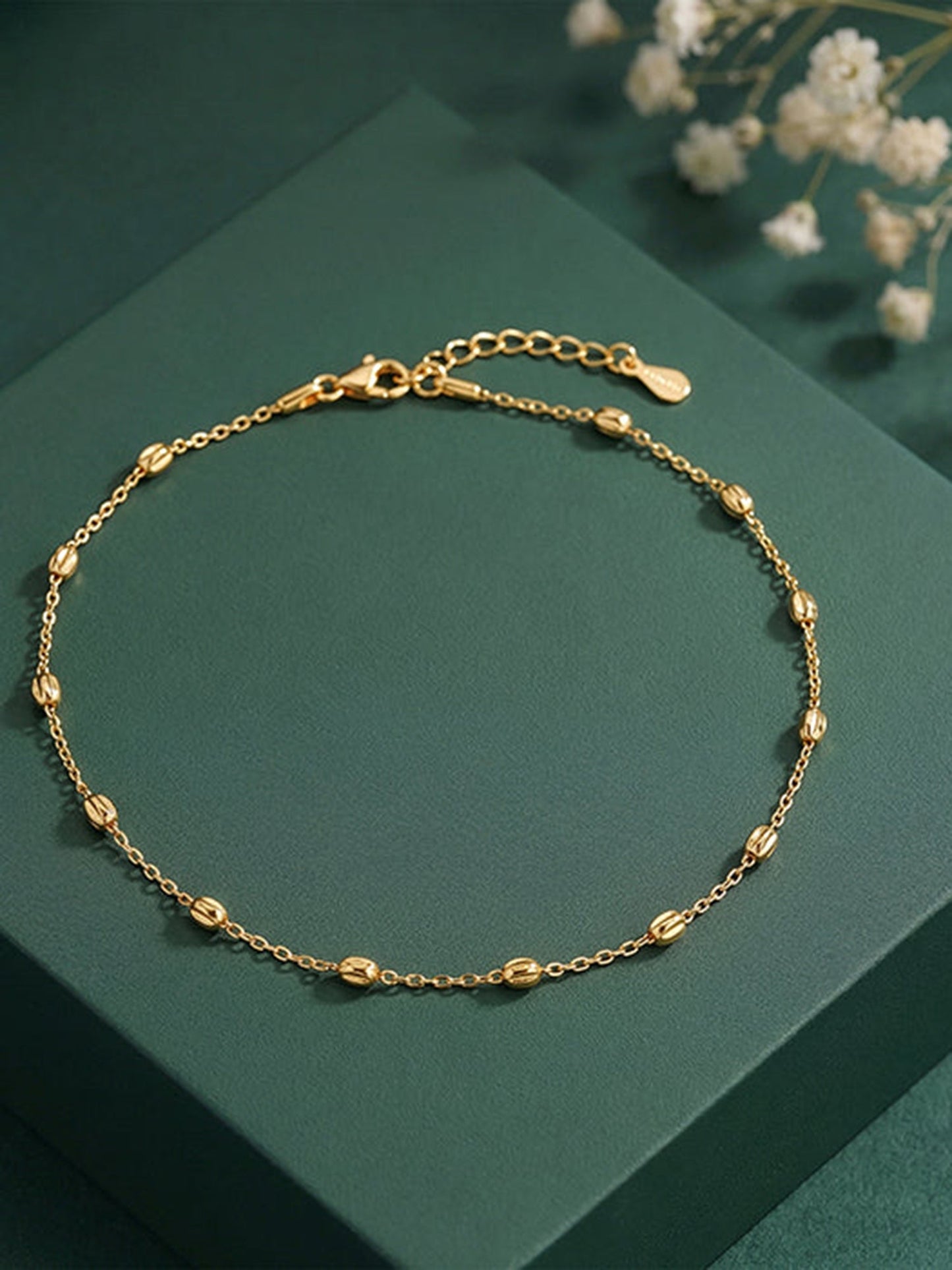 Golden Pear Beads Anklet