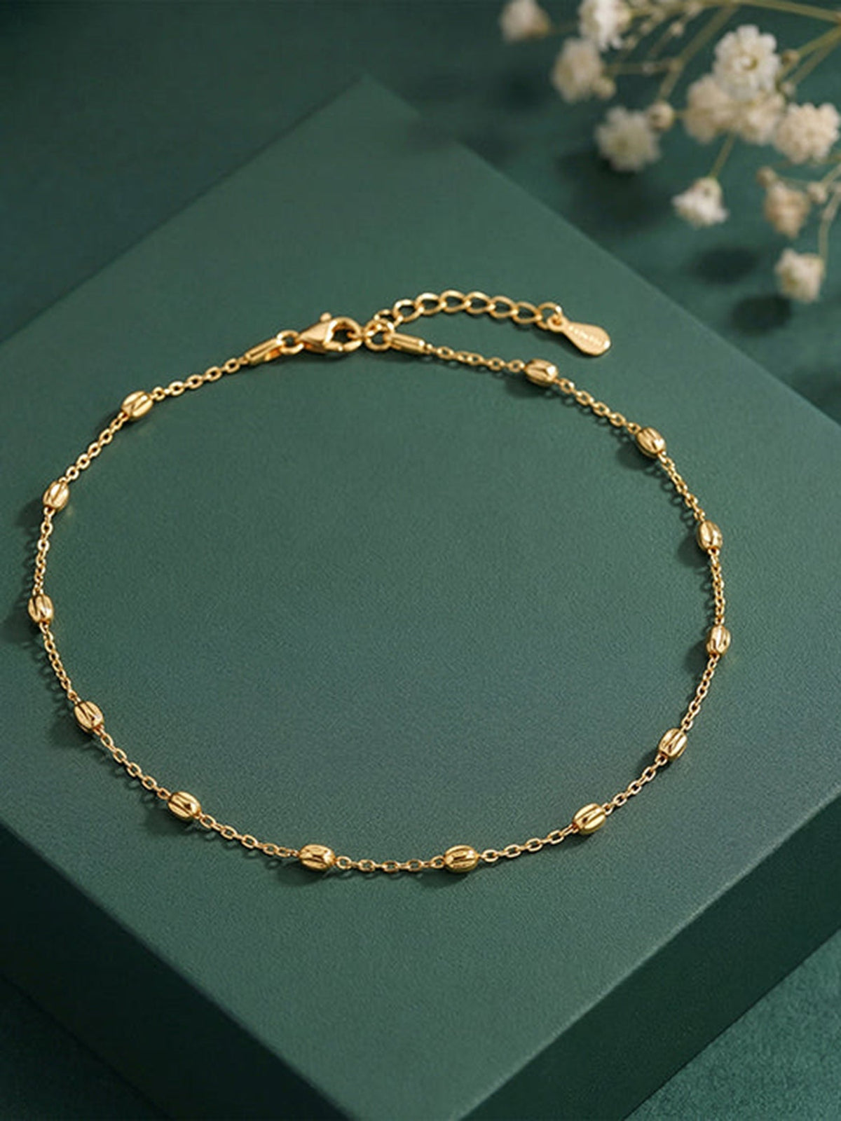 Golden Pear Beads Anklet