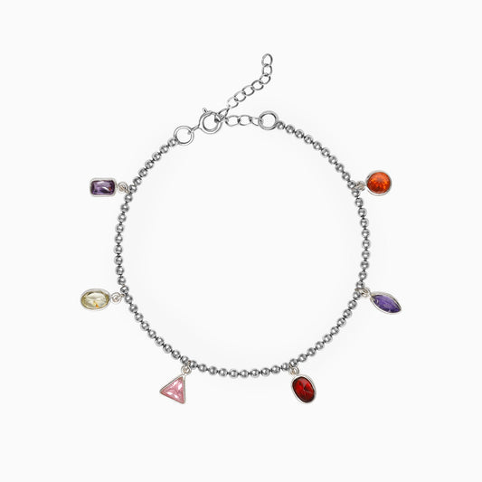Oxidised Multi Tone Charm Bracelet