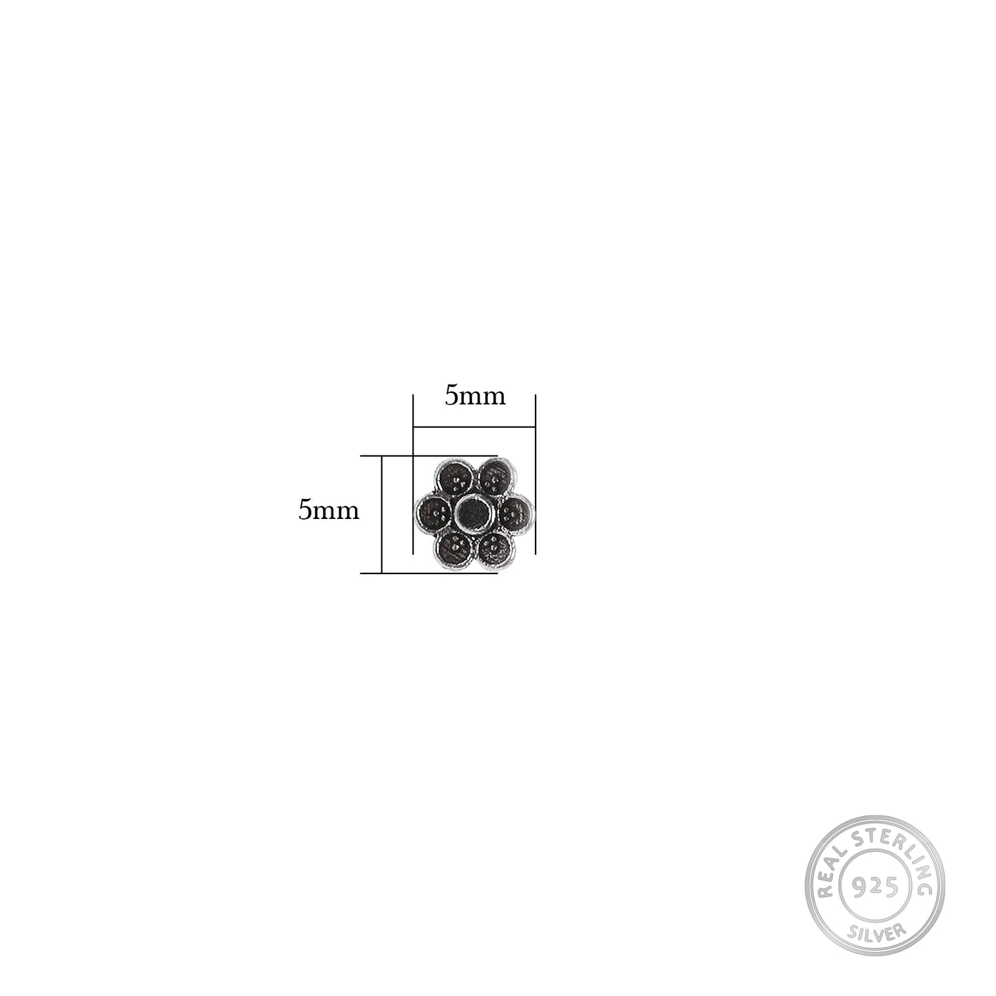 Oxidised Silver Floral Nose Pin