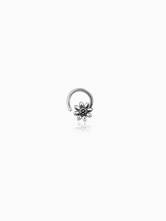 Oxidised Silver Flower Blossom Nose Pin