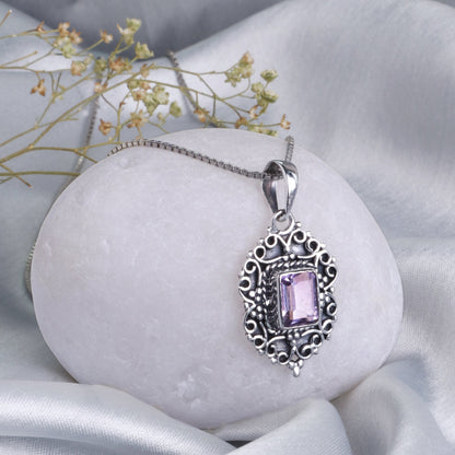 Oxidised Purple Elegance Pendant with Box Chain