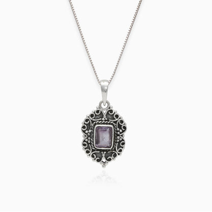 Oxidised Purple Elegance Pendant with Box Chain