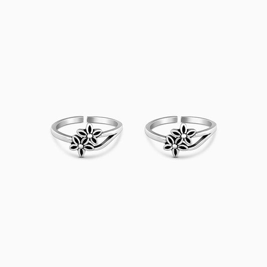 Oxidised Silver Blossom Toe Ring