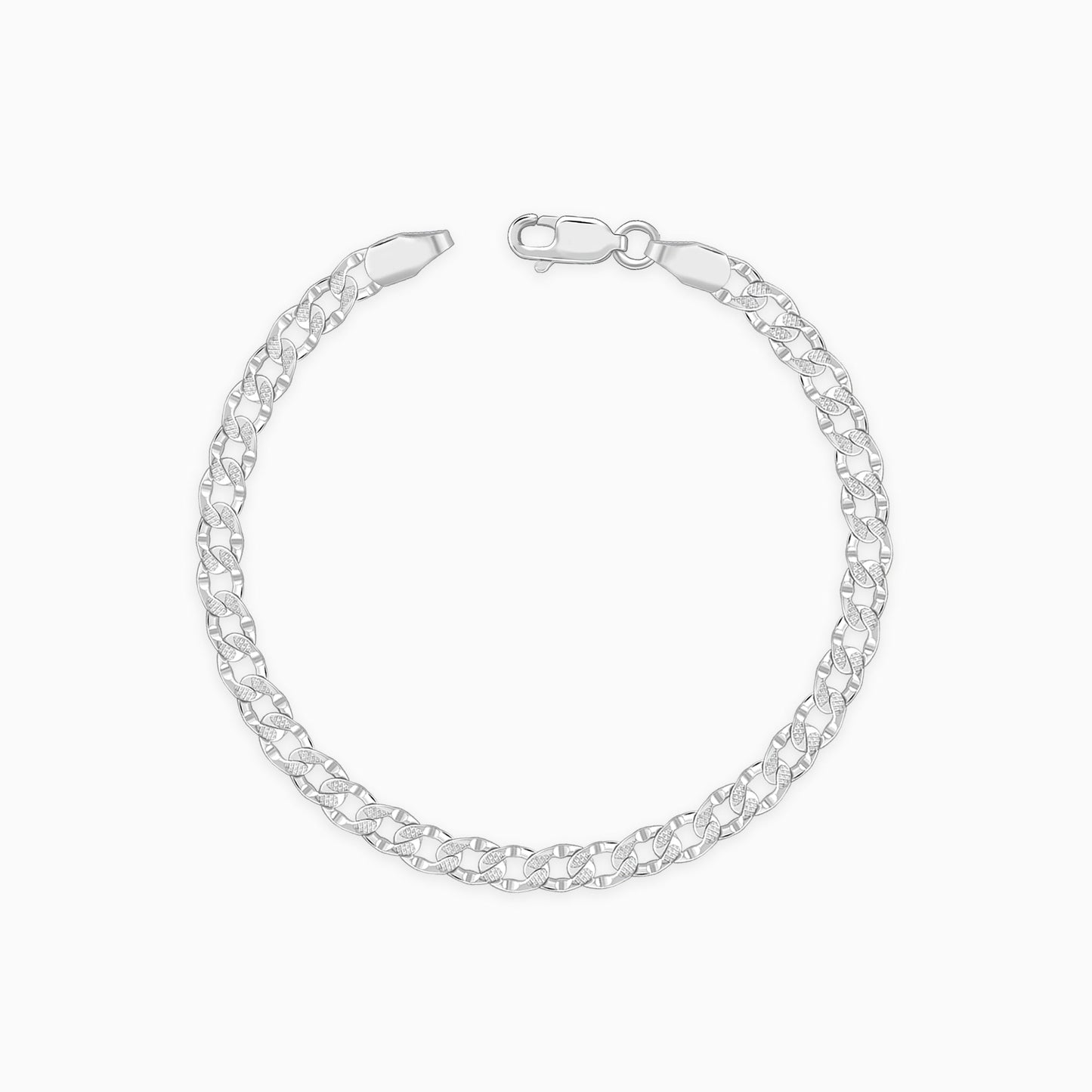 Silver Sleek Iced Bracelet For Him