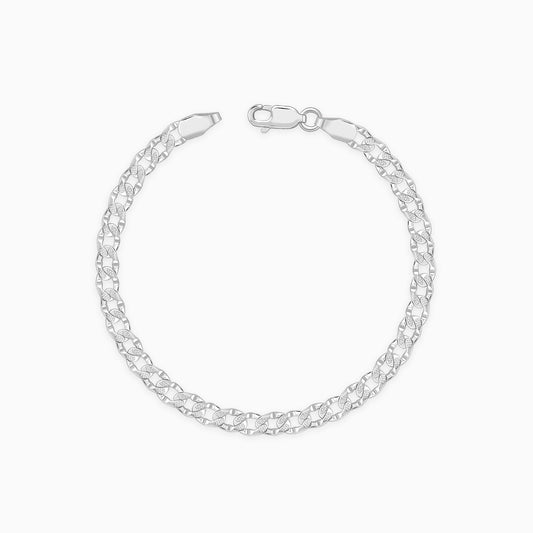 Silver Sleek Iced Bracelet For Him