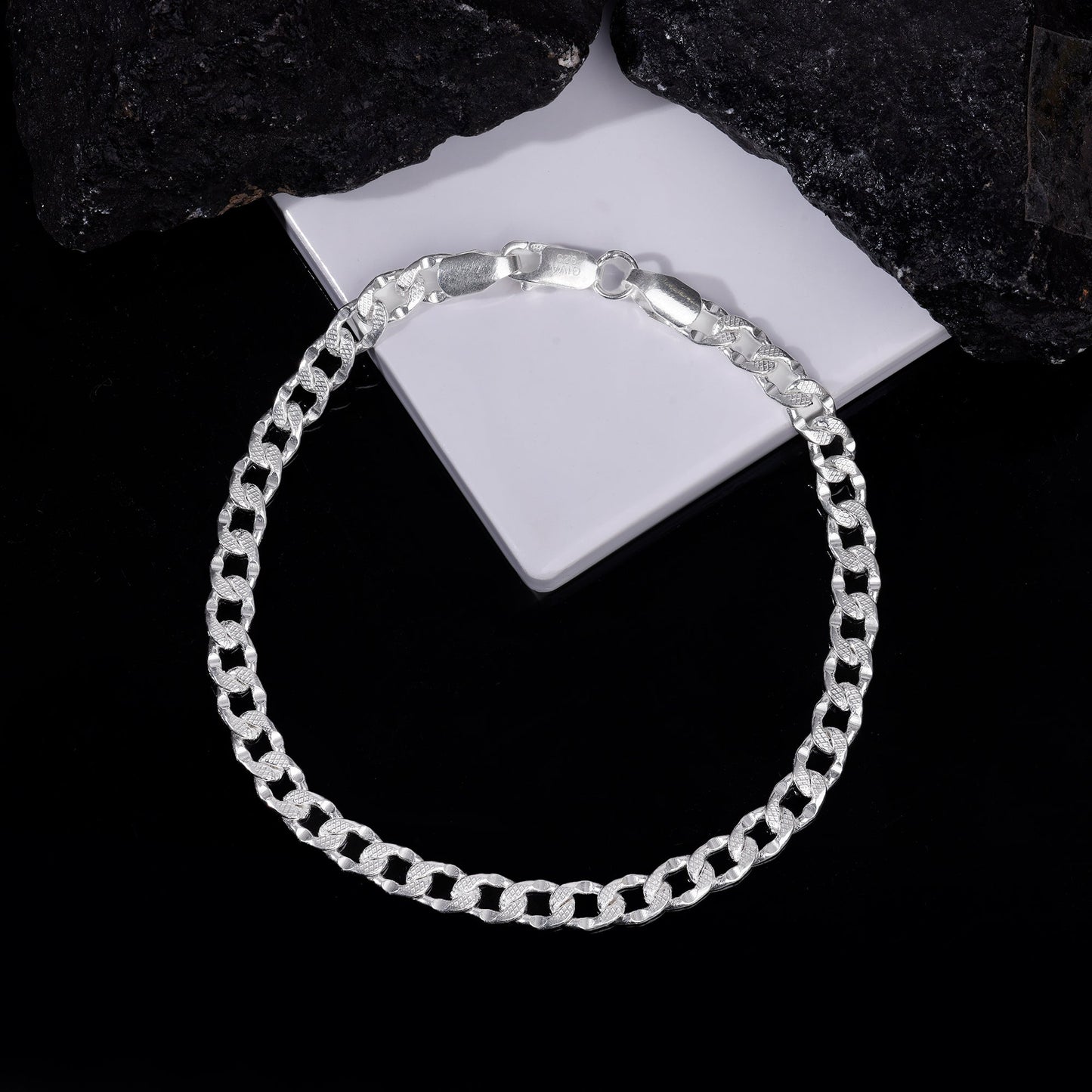 Silver Sleek Iced Bracelet For Him