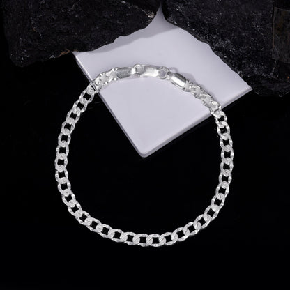 Silver Sleek Iced Bracelet For Him