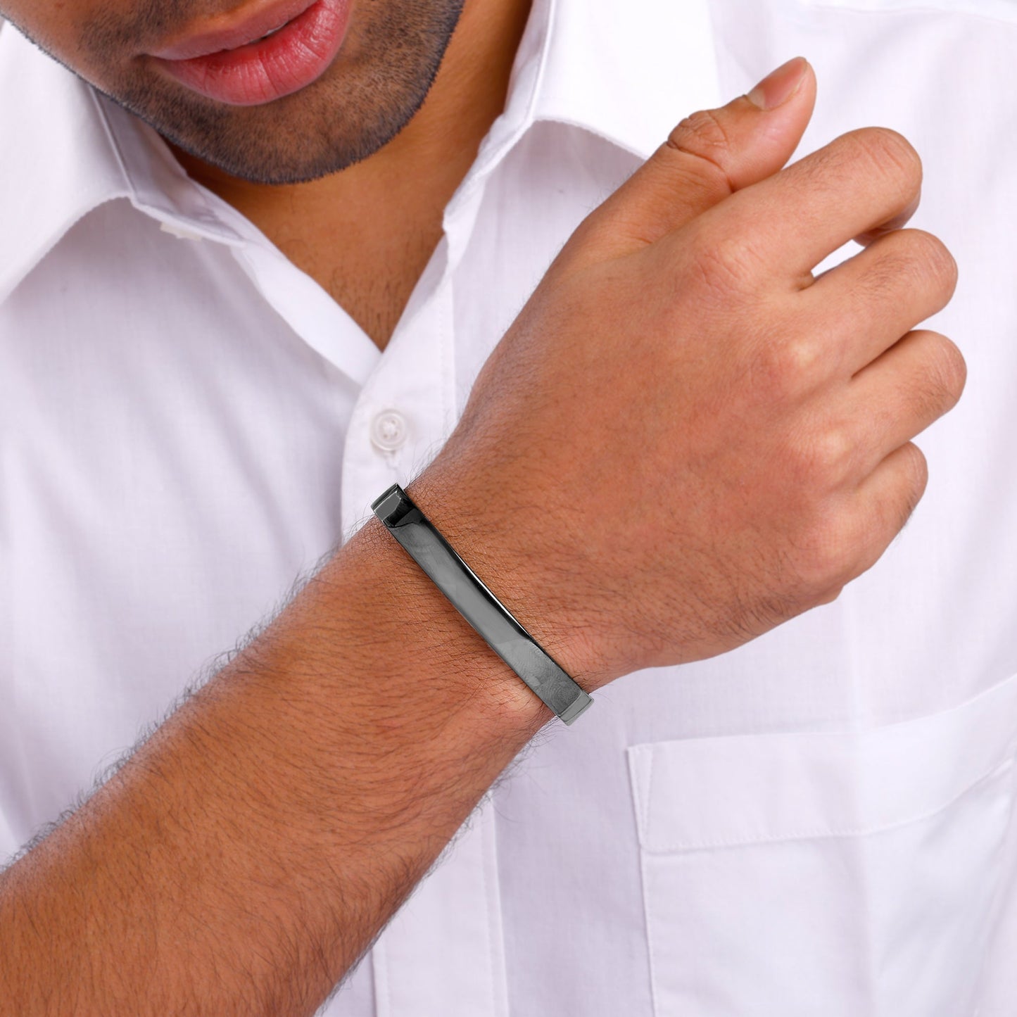 Black Rhodium Gladiator Half Kada For Him