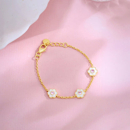 Golden White Flower Kids Bracelet (0 - 2 years)
