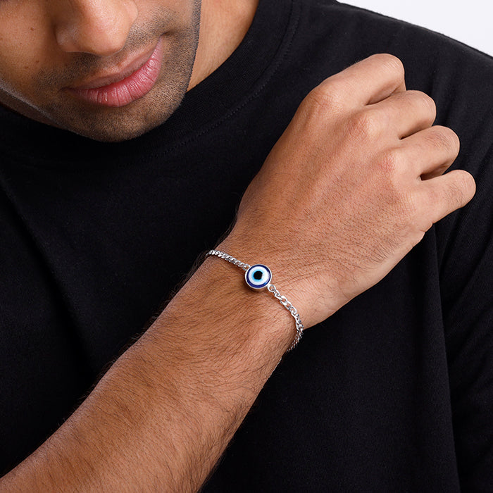 Silver Evil Eye Style Bracelet For Him