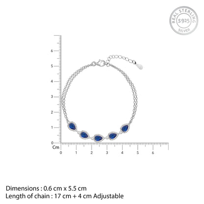 Silver Royal Blue Drop Bracelet