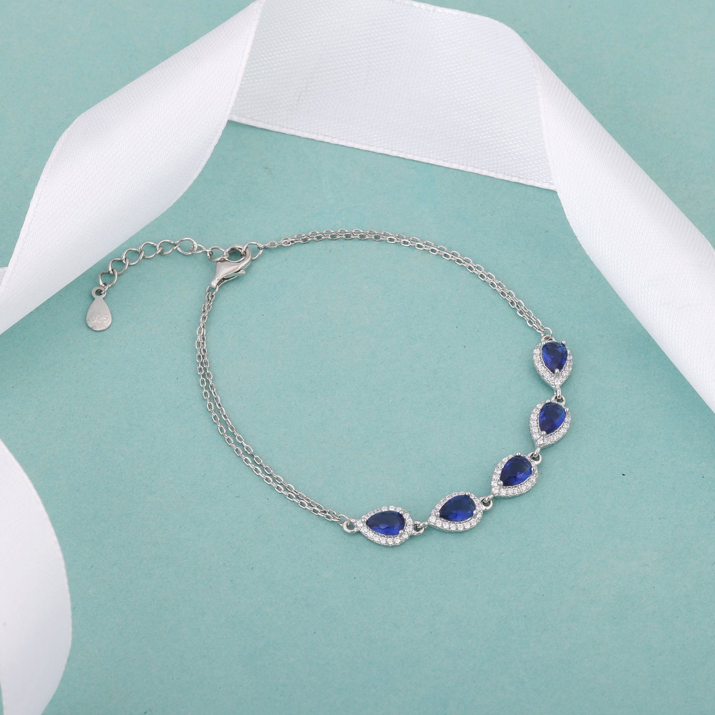 Silver Royal Blue Drop Bracelet