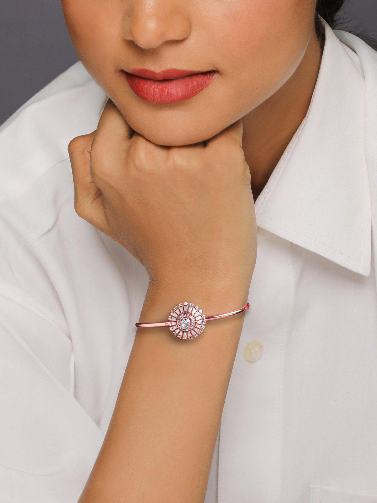 Anushka Sharma Rose Gold Baguette Sunshine Bangle Bracelet